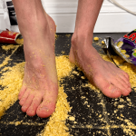 Photos of @KamTeases crushing crisps with his feet