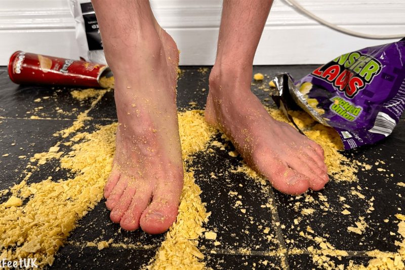 Photos of @KamTeases crushing crisps with his feet